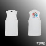 Mens Muscle Tanks - White - Red & Blue