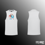 Mens Muscle Tanks - White - Red & Blue