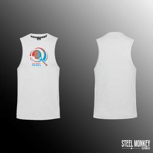 Mens Muscle Tanks - White - Red & Blue