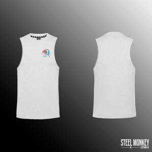 Mens Muscle Tanks - White - Red & Blue
