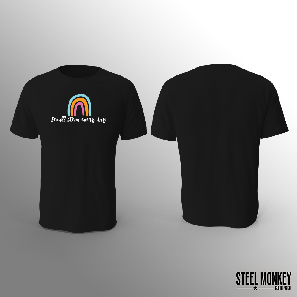 Small Steps - T-Shirt - Black - Rainbow