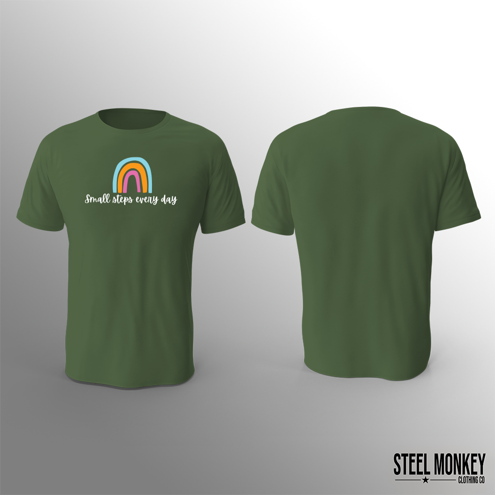 Small Steps - T-Shirt - Green - Rainbow