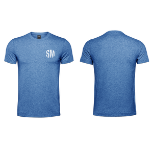 Mens T-Shirt - Blue - Melange  - Small - White SM - Grunge