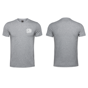 Mens T-Shirt - Grey - Melange  - Small - White SM - Grunge