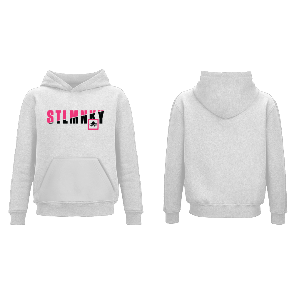 Ladies Classic Hoodie - White Fleece - Pink & Black