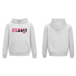 Ladies Classic Hoodie - White Fleece - Pink & Black