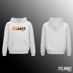 Mens Classic Hoodie - White Fleece - Orange & Black