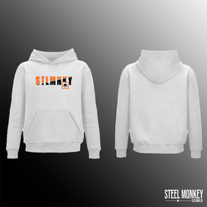 Mens Classic Hoodie - White Fleece - Orange & Black