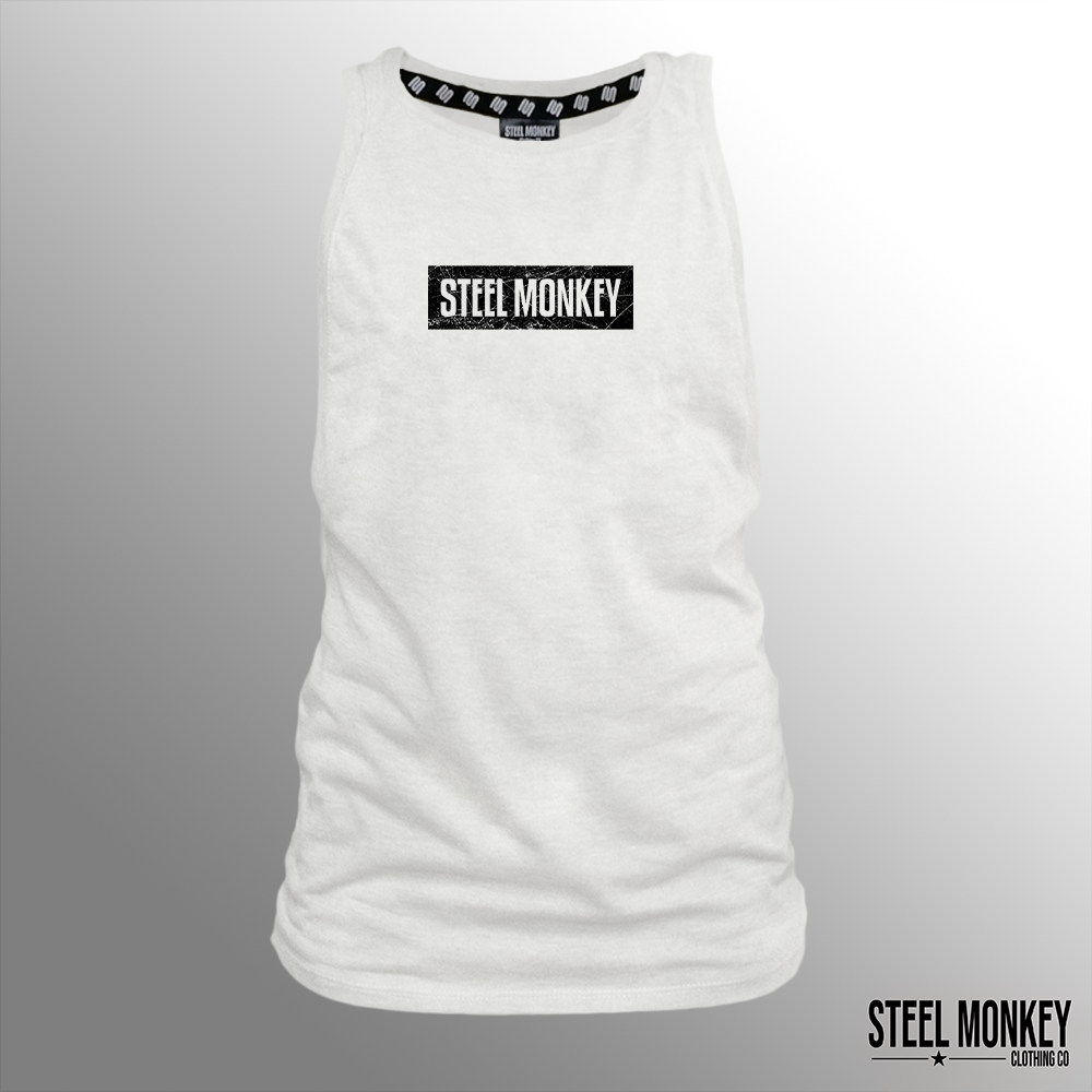 Ladies Muscle Tank - White - Minimalistic - Black