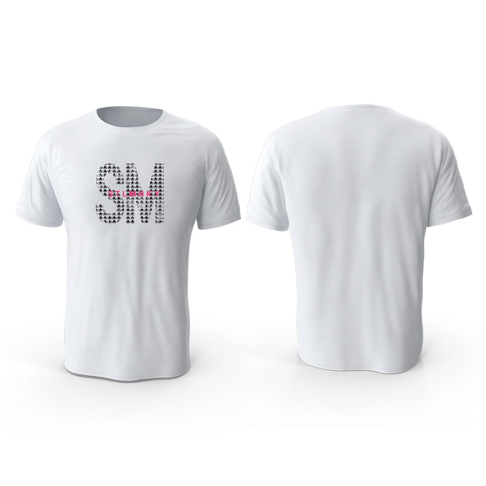 Ladies T-Shirt  - White - Big SM - Pink Logo