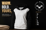 Steel Monkey™ — The Ladies Contrast Hoodie (Black & White / Brushed Fleece)
