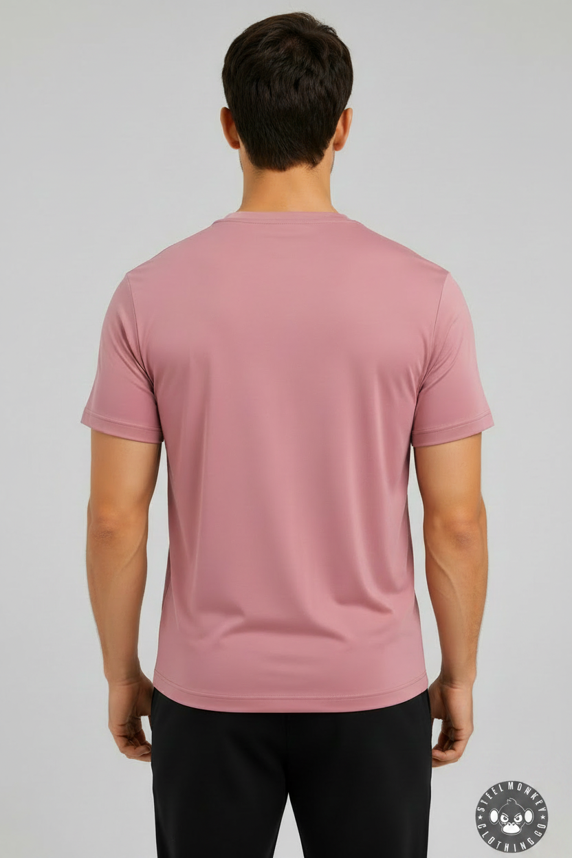 Men's Pink Tee Back - Logo Bottom Corner