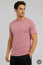 Men's Pink Tee Front - Logo Bottom Corner