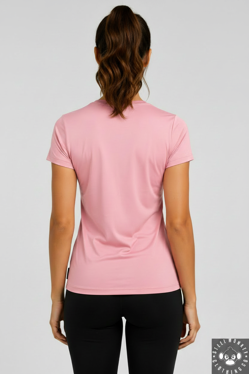 Pink Tee Back - Steel Monkey Logo
