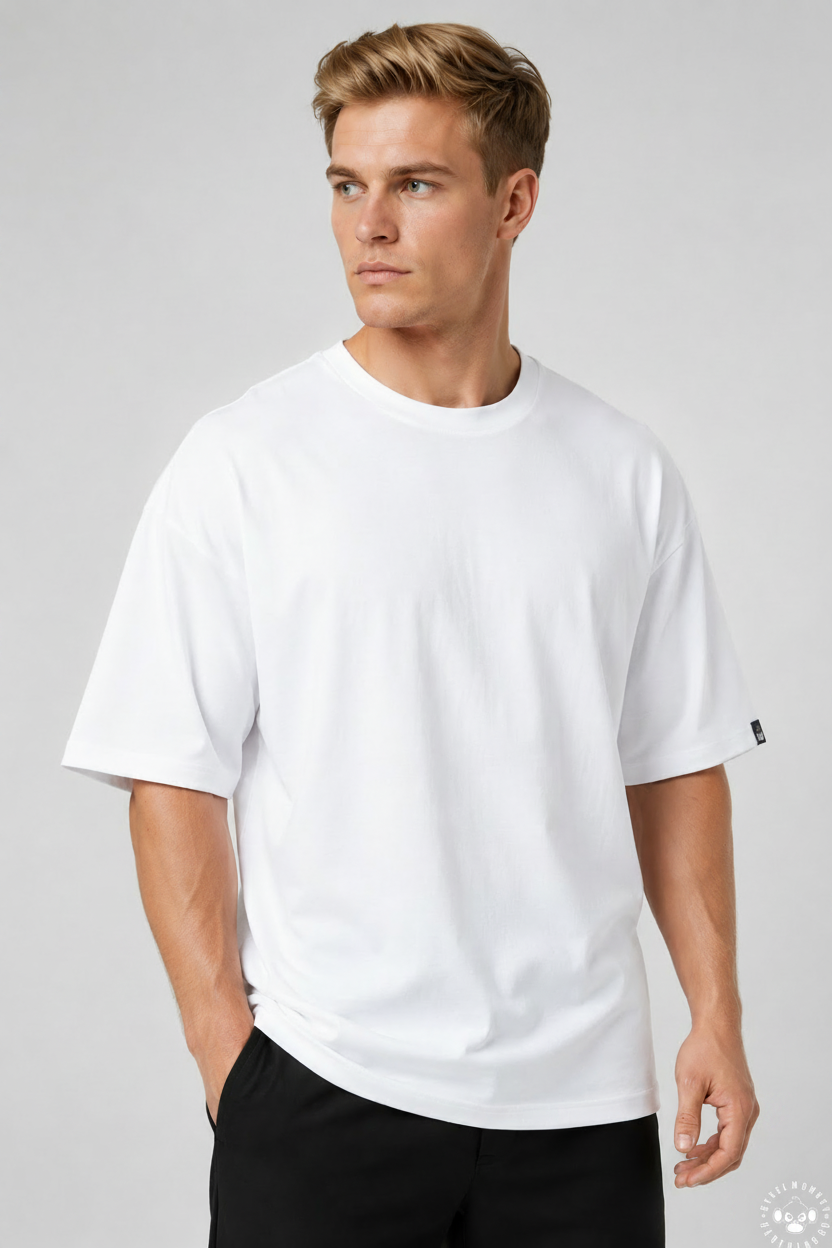 White Oversized Tee with Logo