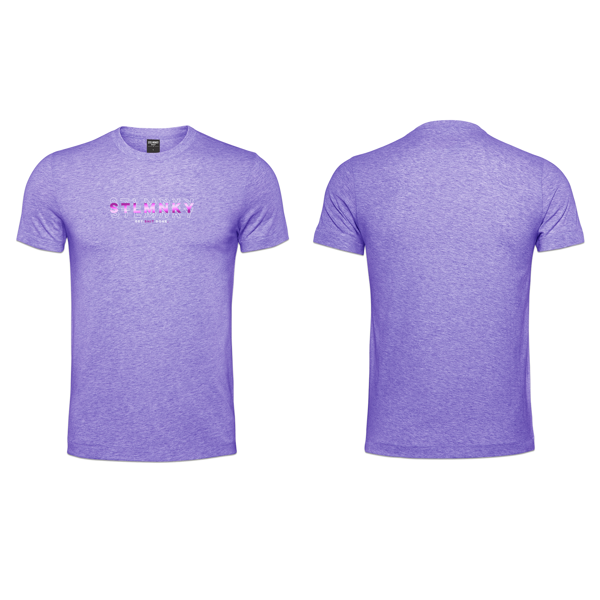 Mens T-Shirt - Indigo - Melange - 3D Design - Purple