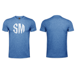 Mens T-Shirt - Blue - Melange - Big White SM - Grunge