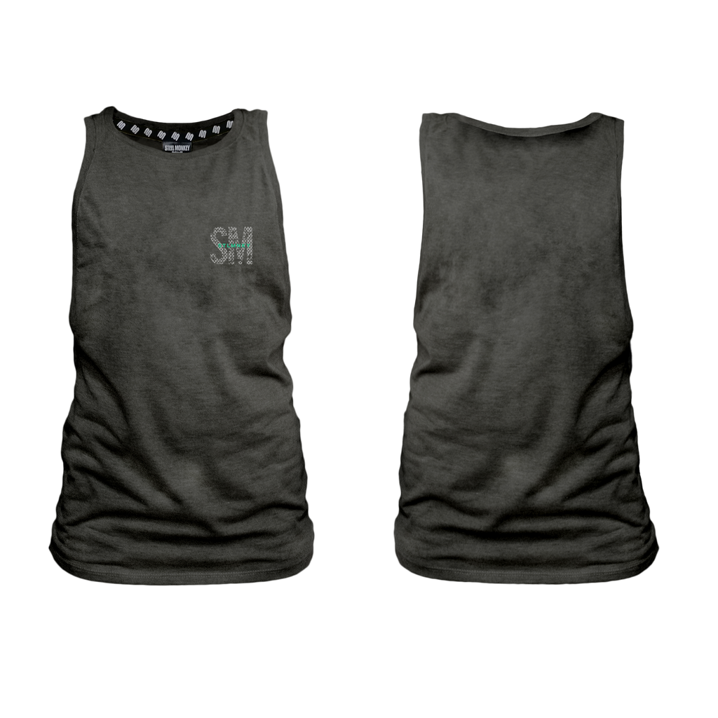 Ladies Muscle Tank - Charcoal -  SM Small - Green Logo