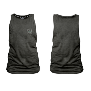 Ladies Muscle Tank - Charcoal -  SM Small - Green Logo