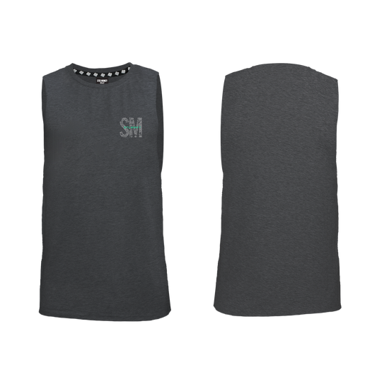 Mens Muscle Tank - Charcoal - SM Small - Green Logo - Pocket