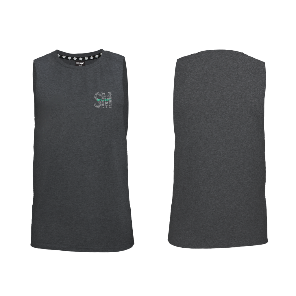 Mens Muscle Tank - Charcoal - SM Small - Green Logo