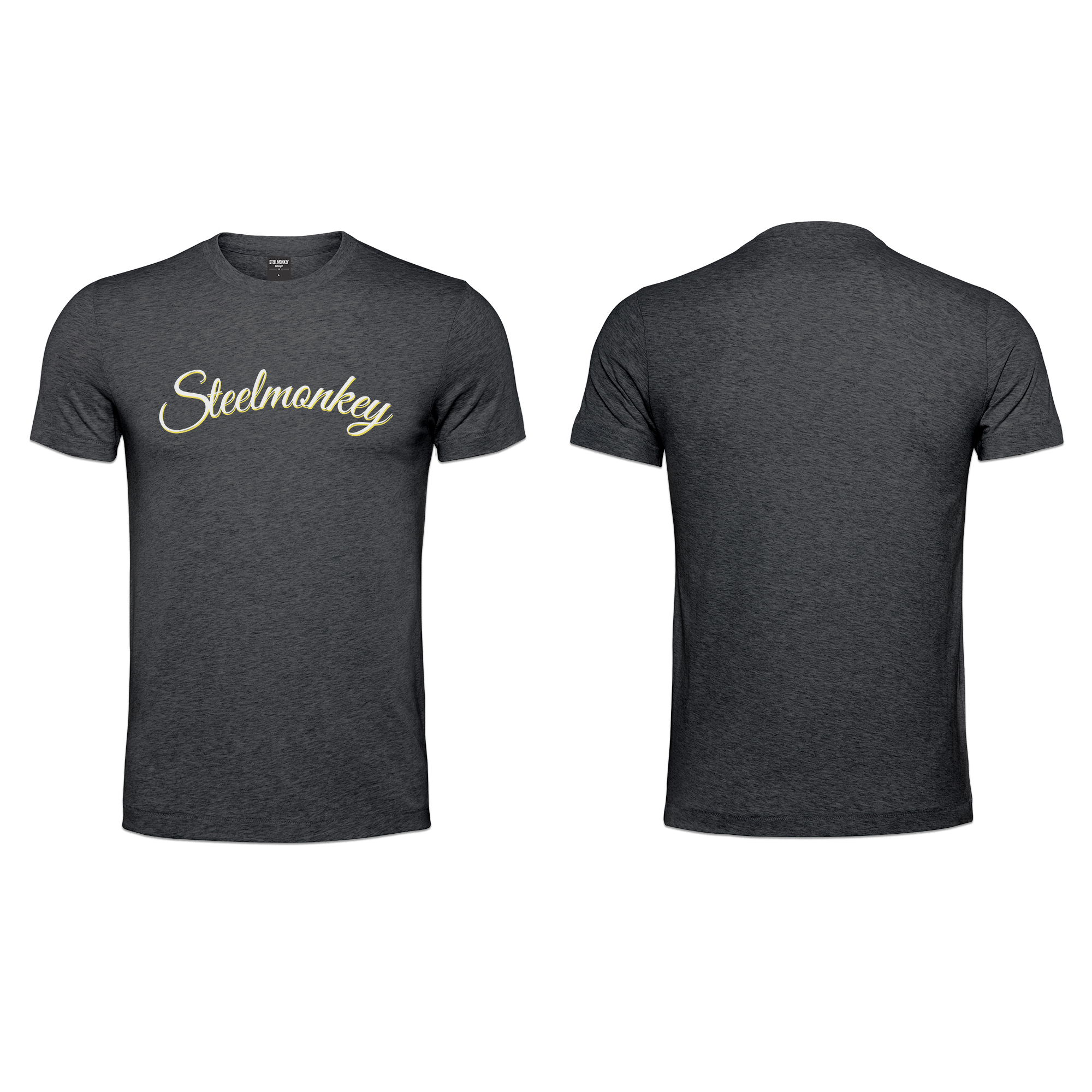 Ladies T-Shirt - Cursive SM  - Charcoal - Yellow