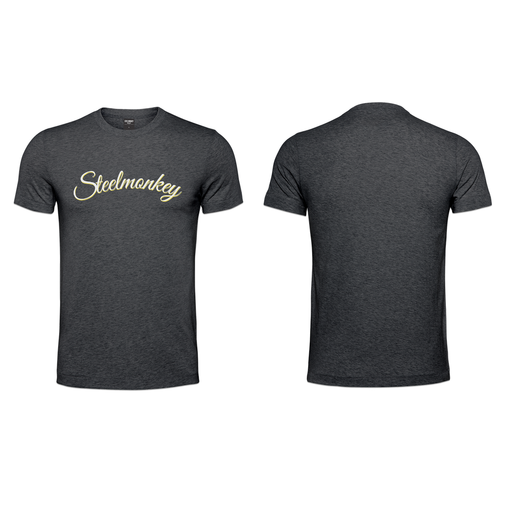 Ladies T-Shirt - Cursive SM  - Charcoal - Yellow