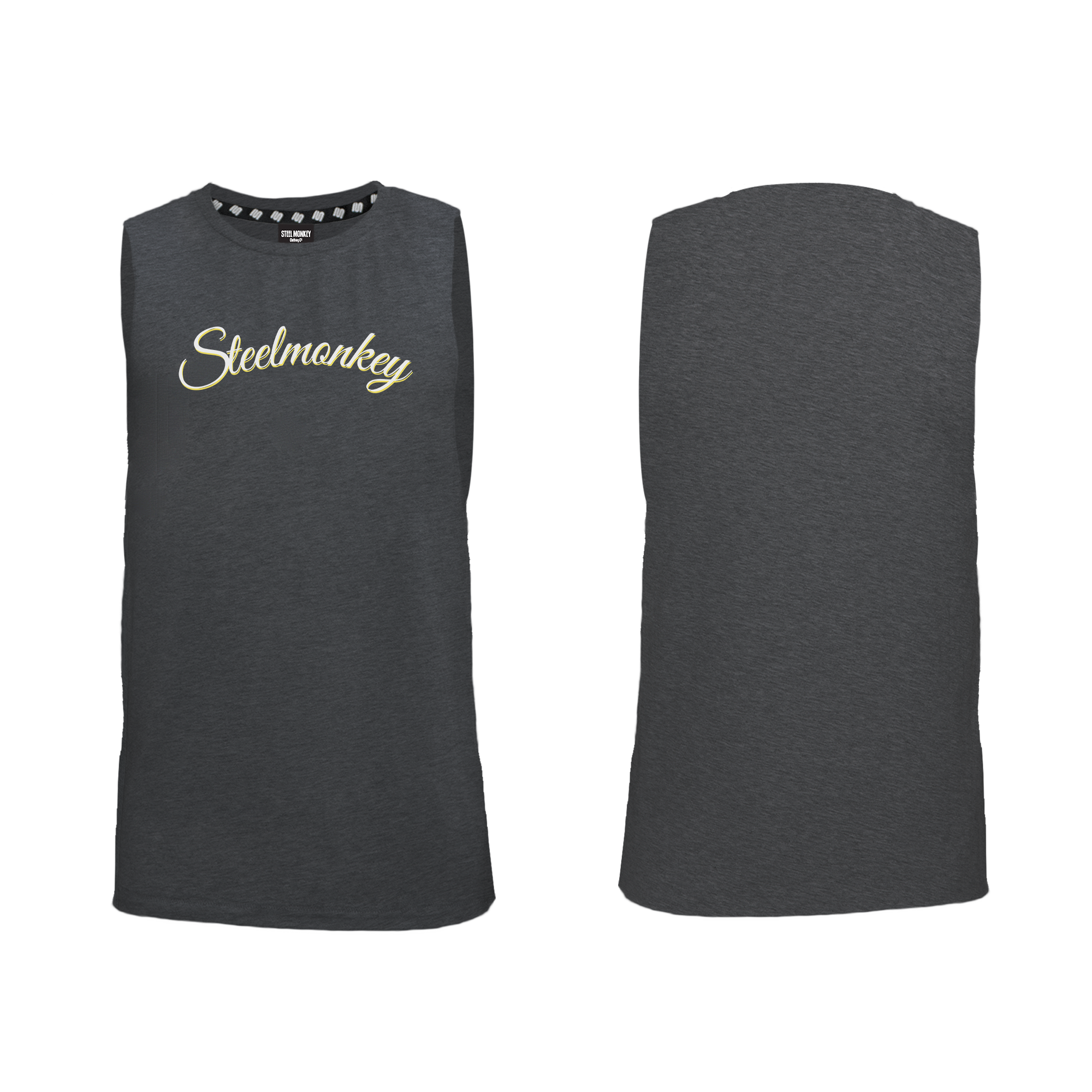 Mens Muscle Tank - Charcoal - Cursive