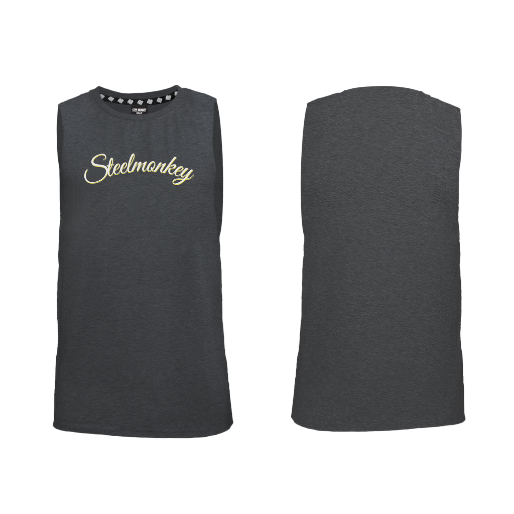 Mens Muscle Tank - Charcoal - Cursive