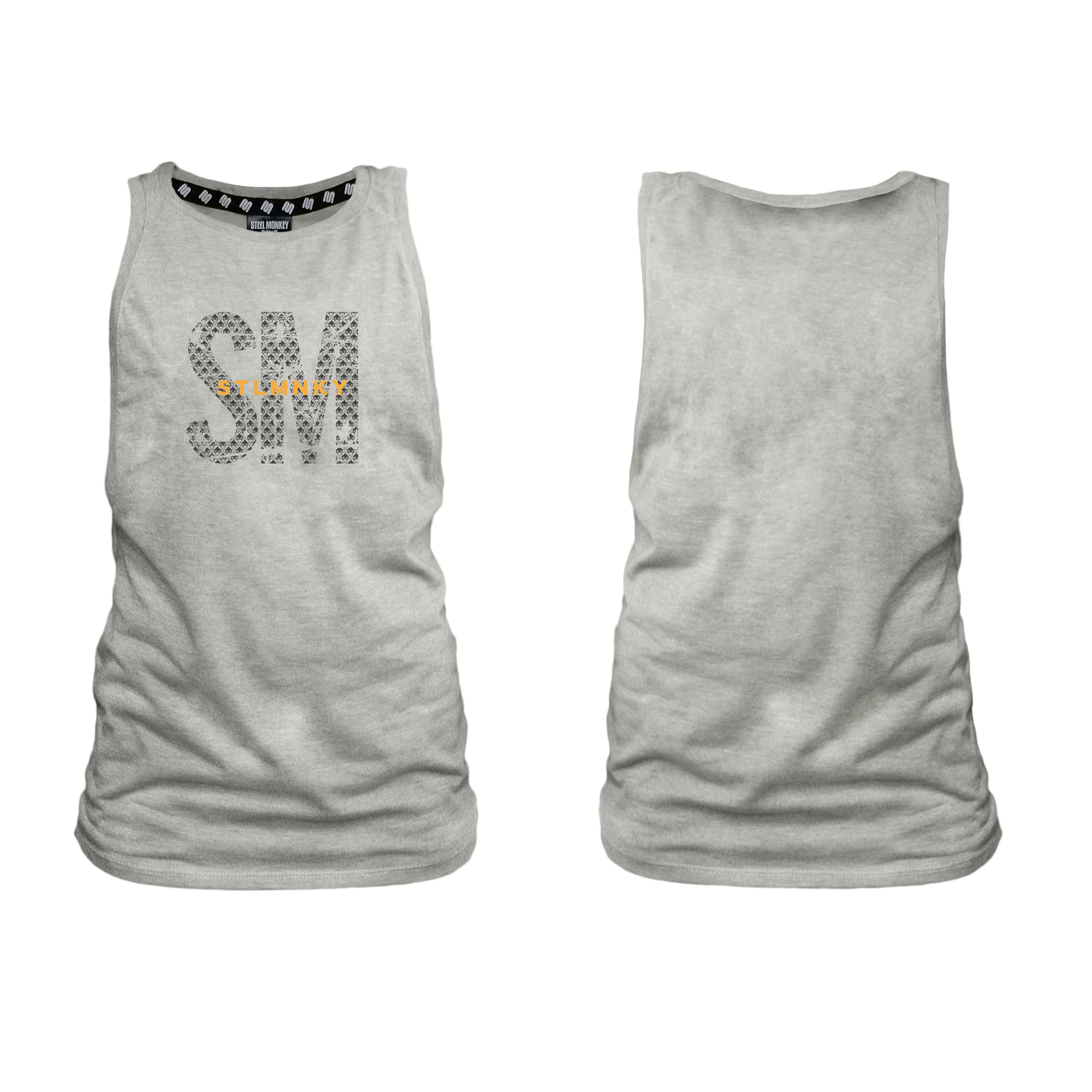 Ladies Muscle Tank - Grey - Big SM -  Orange