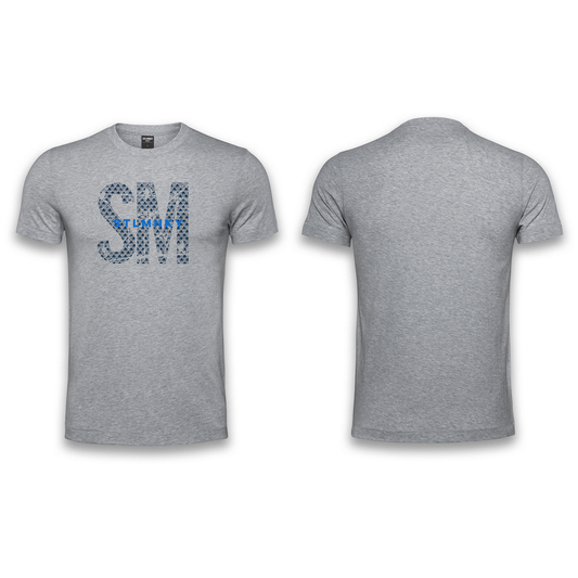 Ladies - T-Shirt - Grey - Big SM - Blue Logo