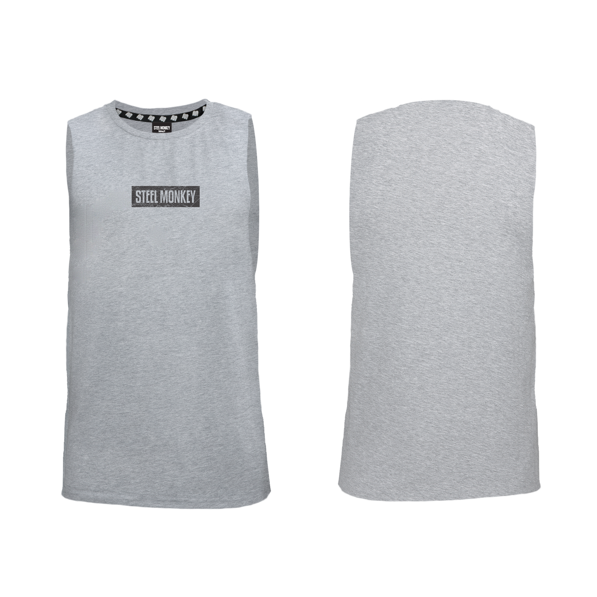 Mens Muscle Tank - Grey -  Minimalistic - Black