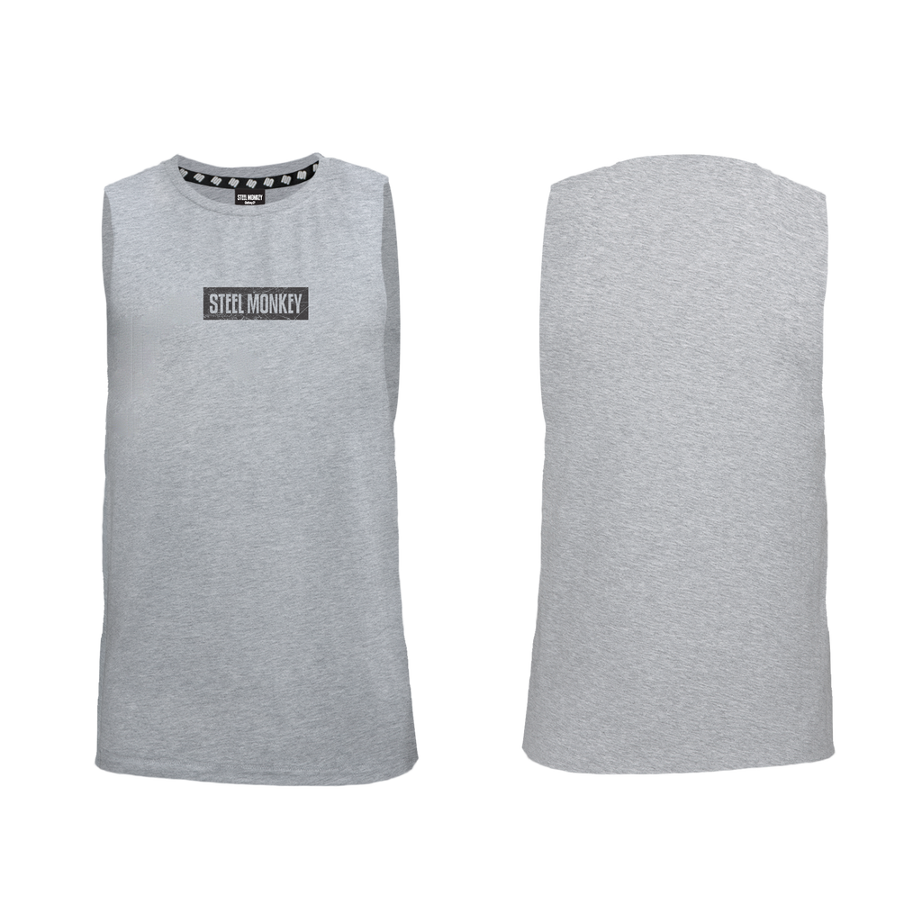 Mens Muscle Tank - Grey -  Minimalistic - Black