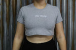 Ladies Crop Top - Grey - White Logo