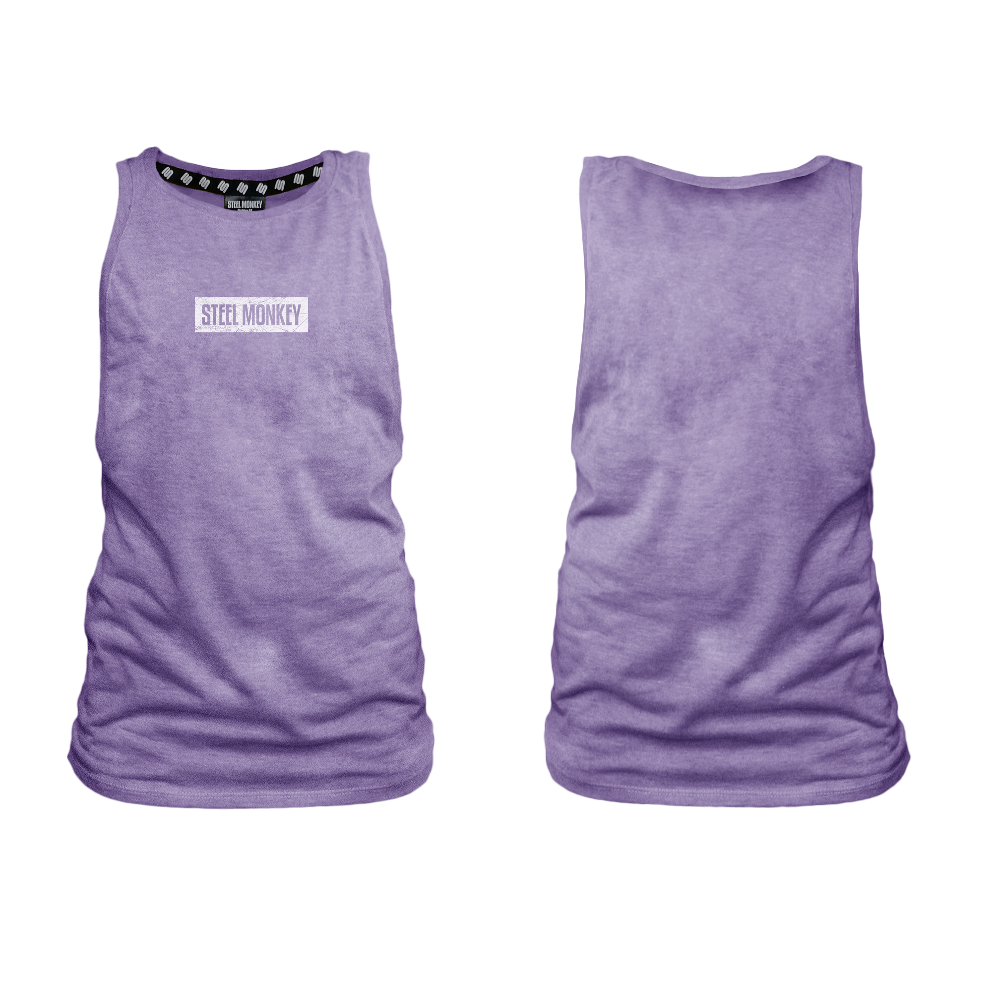 Ladies Muscle Tank - Indigo - Minimalistic - White