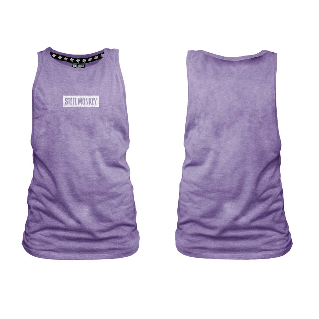 Ladies Muscle Tank - Indigo - Minimalistic - White