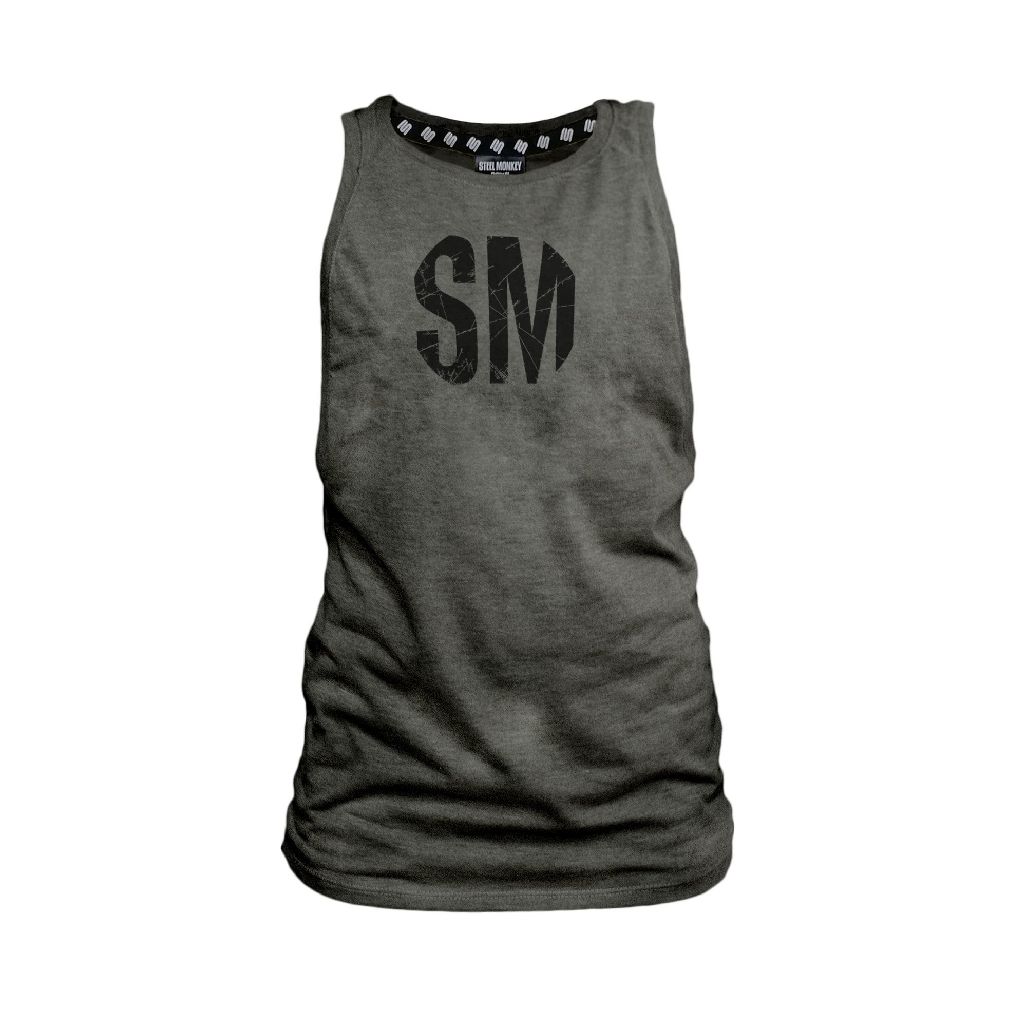 Ladies Muscle Tank - Charcoal - SM Grunge - Black