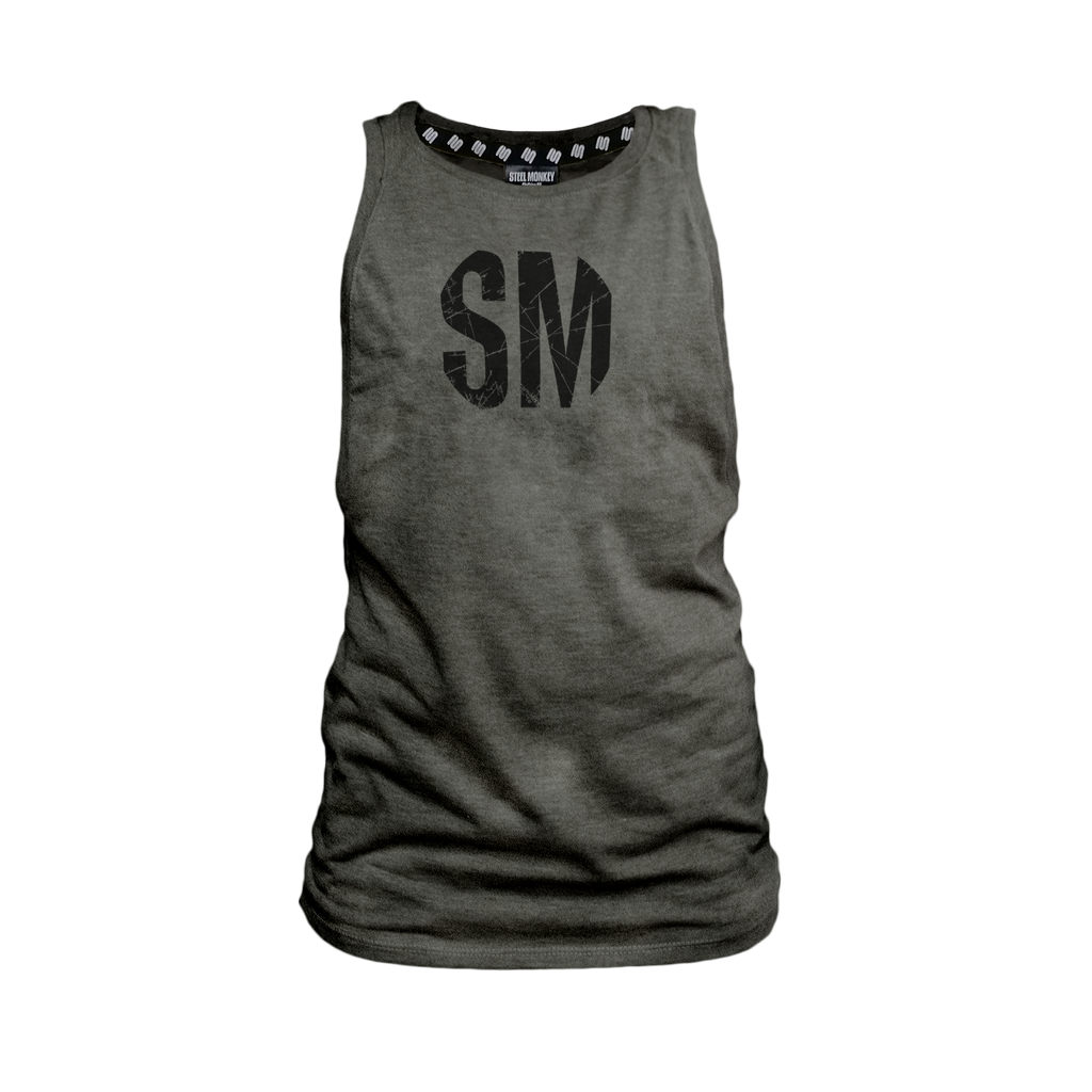 Ladies Muscle Tank - Charcoal - SM Grunge - Black