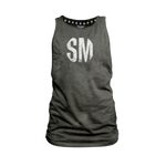 Ladies Muscle Tank - Charcoal - SM Grunge - White