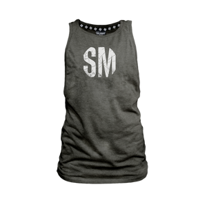 Ladies Muscle Tank - Charcoal - SM Grunge - White