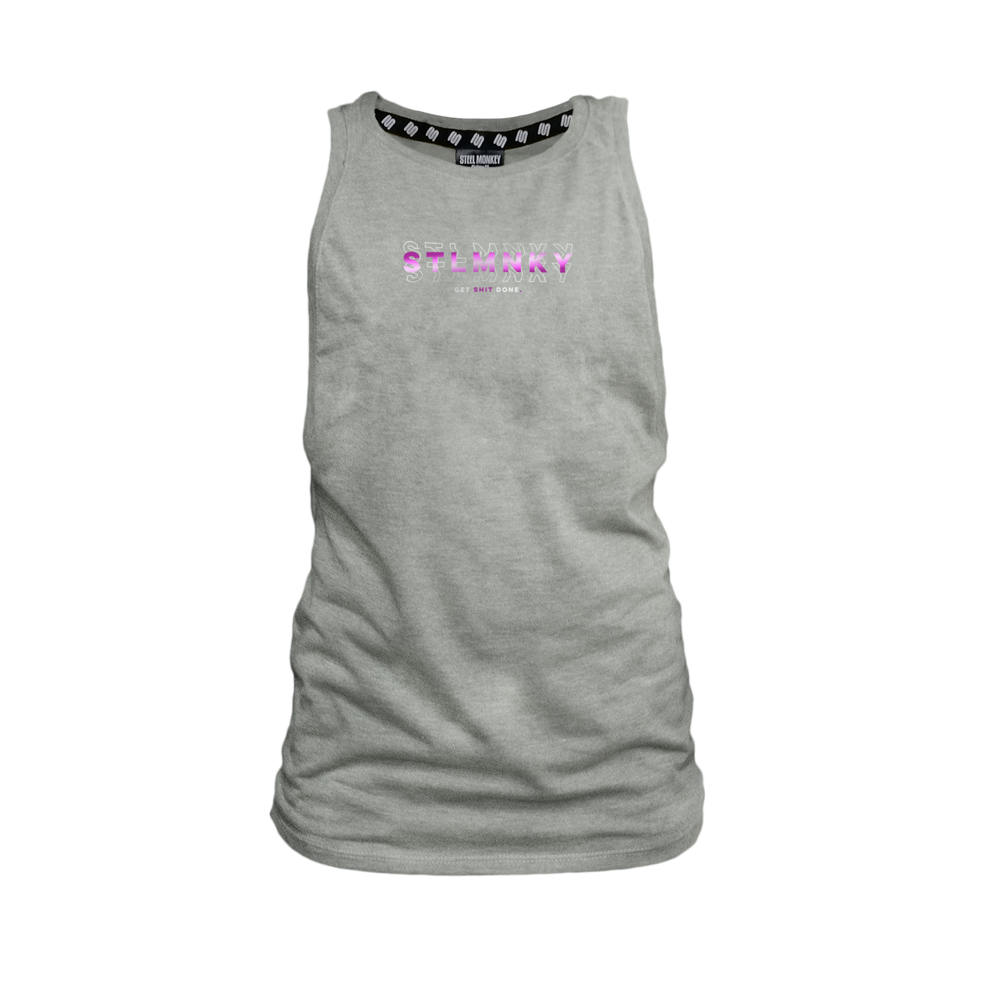 Ladies Muscle Tank - Grey - 3D Design - Purple