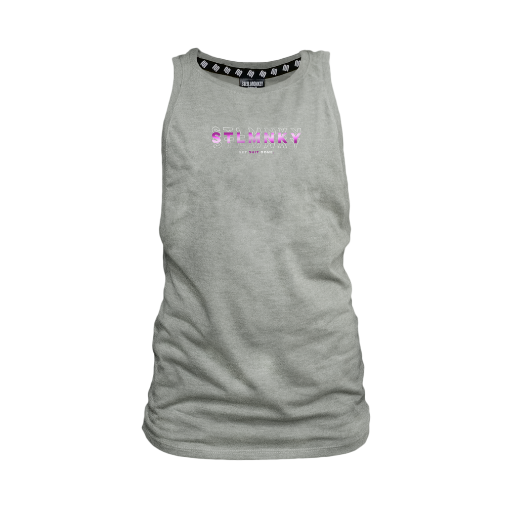 Ladies Muscle Tank - Grey - 3D Design - Purple