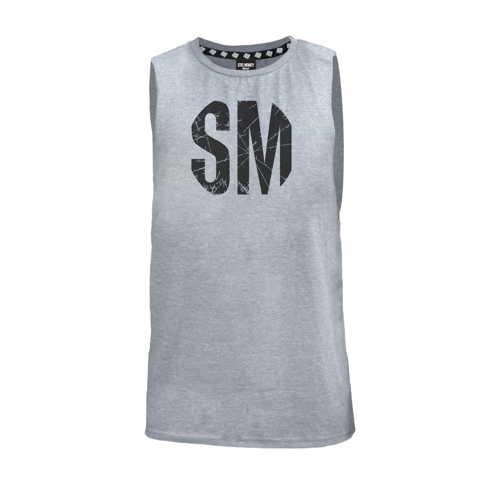 Mens Muscle Tank - Grey - Big - Black SM Grunge