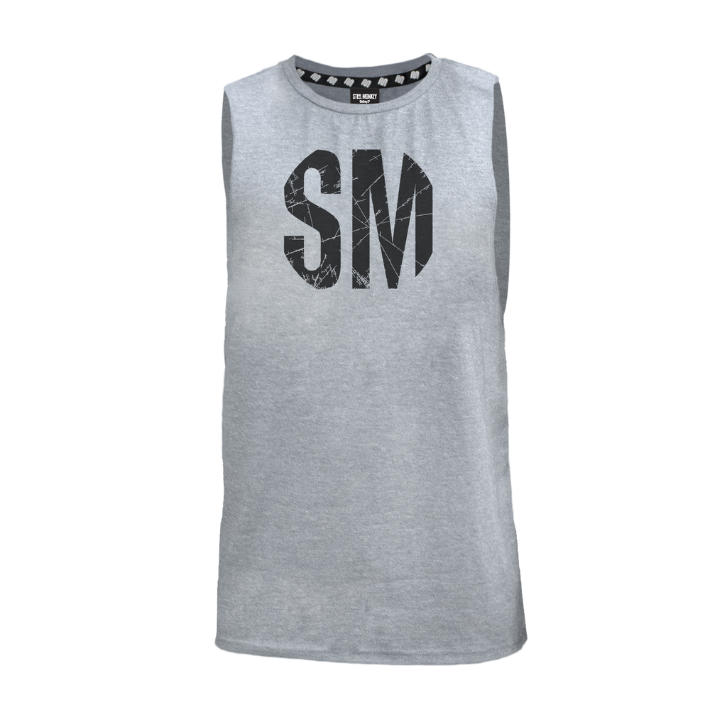 Mens Muscle Tank - Grey - Big - Black SM Grunge