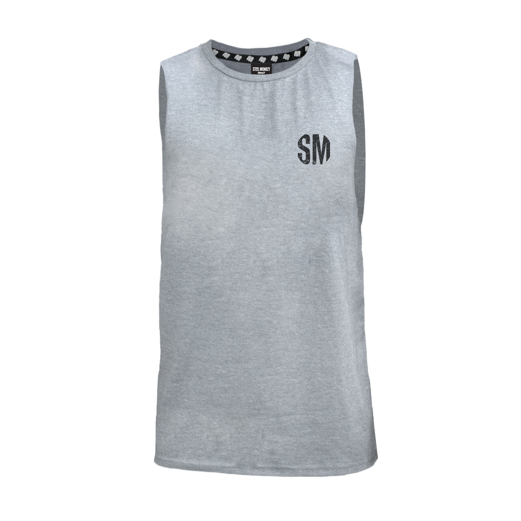 Mens Muscle Tank - Grey - Small - Black SM - Grunge