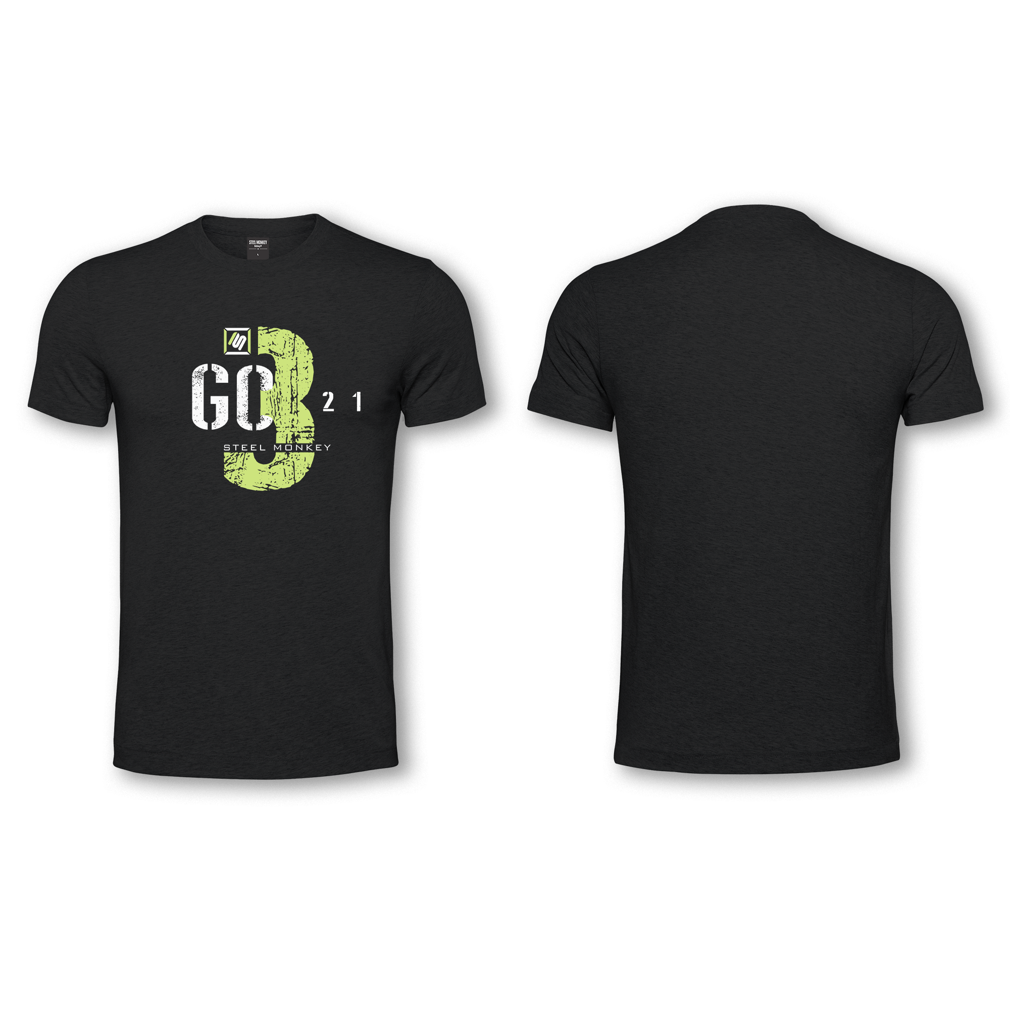 Mens - T-Shirt - Black -  3,2,1 GO Design