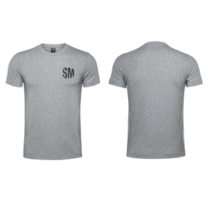 Mens T-Shirt - Grey - Melange  - Small - Black SM - Grunge