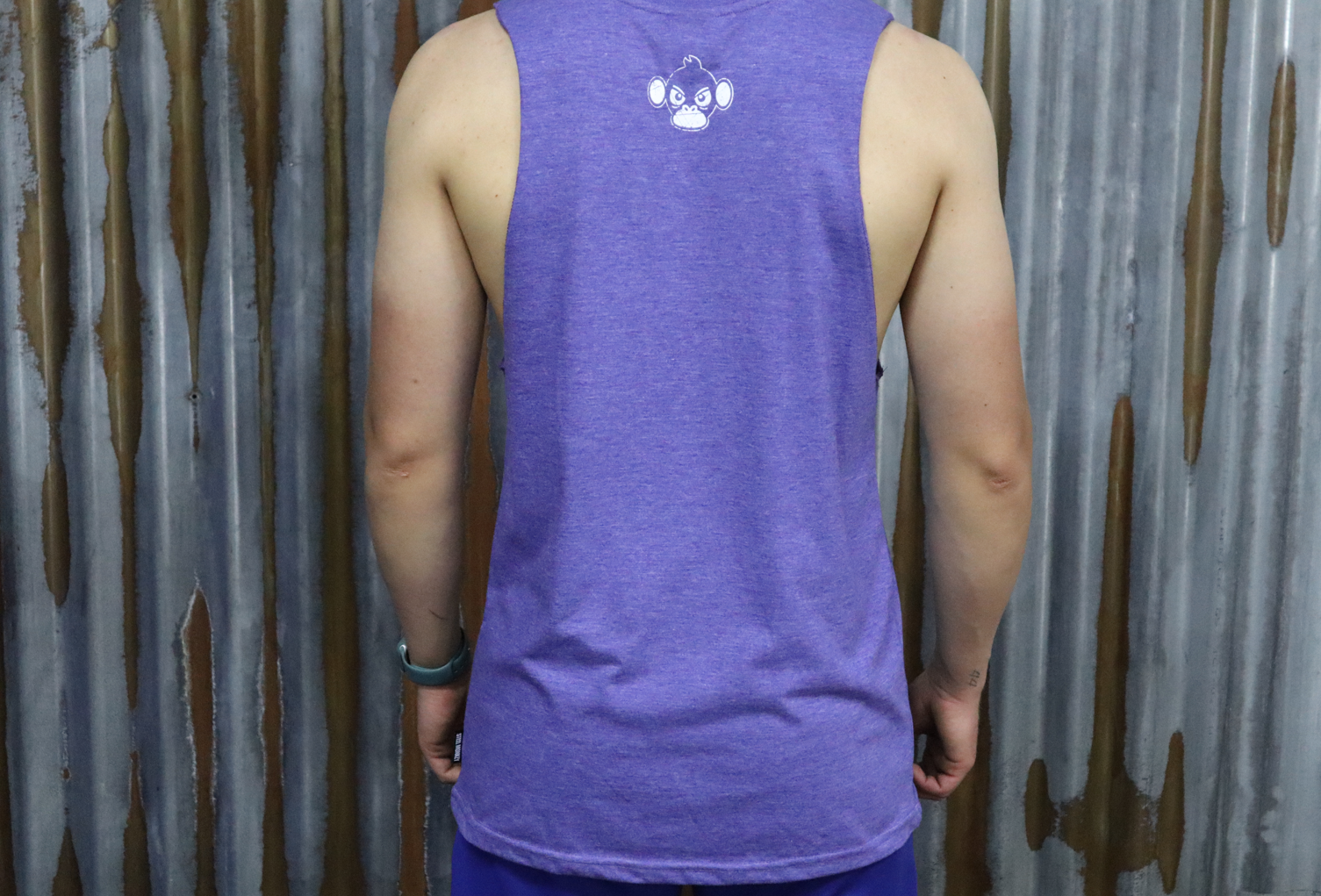 Mens Muscle Tank - Indigo - White Logo