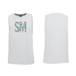 Mens Muscle Tank - White -  Big SM - Green Logo